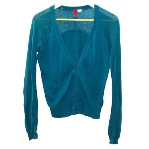 Light-weight turquoise button-down cardigan